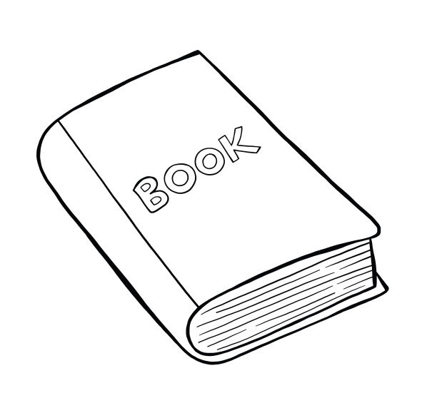 矢量手绘书。黑色的轮廓和白色的背景。图片下载