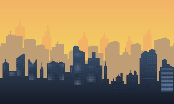 美丽的晨光勾勒出城市的轮廓图片下载