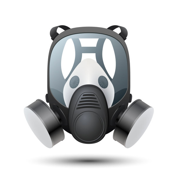 呼吸器隔离在白色背景上。配有防护玻璃和过滤器的精细化学防毒面具。矢量插图。图片下载
