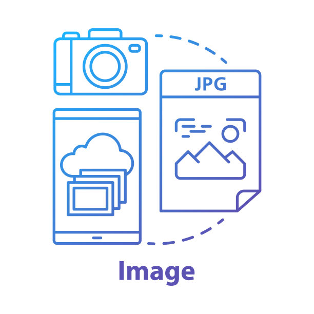 图像蓝色概念图标。视觉信息理念细线插图。图片和照片。文件存储。相册、影集和拼贴画。拍摄。矢量孤立轮廓图图片下载