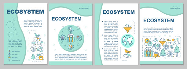 生态系统手册模板。传单，小册子，传单印刷，封面设计与线性插图。环境保护。矢量页面布局杂志，年度报告，广告海报图片下载