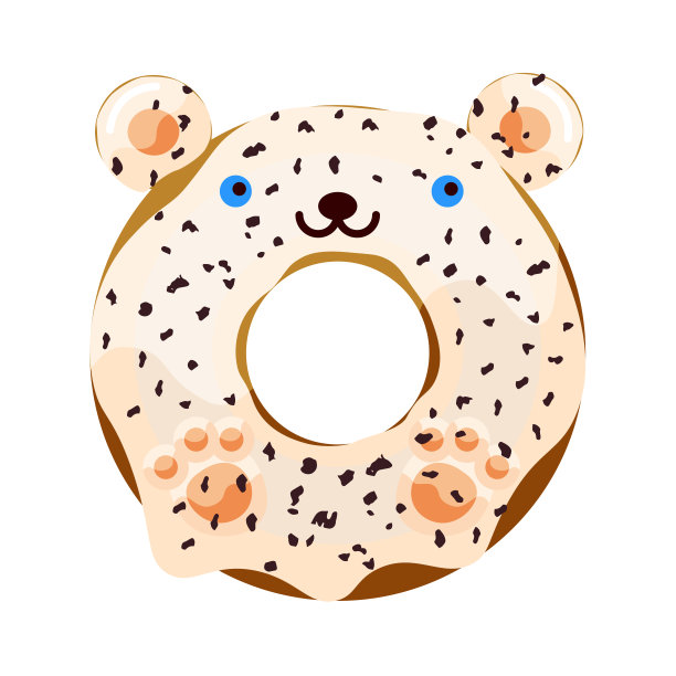可爱北极熊甜甜圈矢量插画图片下载