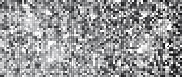 金属银马赛克。矢量银色迪斯科灯光背景。抽象的背景。迪斯科派对模板。图片下载