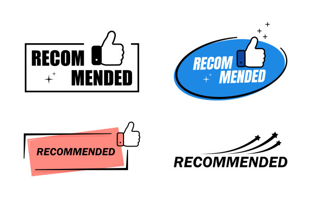 矢量推荐横幅插图与大拇指。矢量插图上的白色背景。图片下载