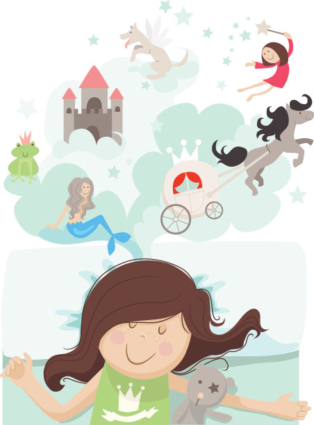 小女孩在床上睡觉做梦图片下载