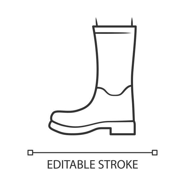 女性长筒靴线性图标。秋天橡靴，春天雨季。高统靴,现代鞋。可编辑的中风。细线说明。轮廓的象征。矢量孤立轮廓图图片下载
