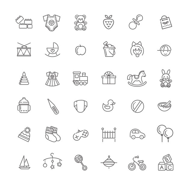 矢量轮廓线条网页图标集喂养与护理图片下载