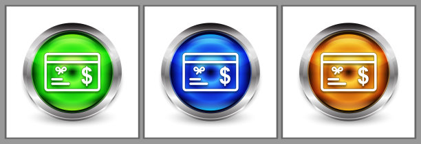 礼品卡美元标志图标现代眼球圆形按钮设置插图图片下载