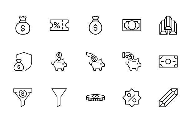 金融线性图标大集合图片下载
