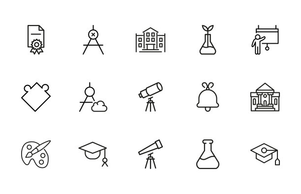 学校线性图标集图片下载
