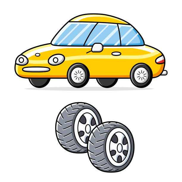 汽车和两个轮子的轮胎图片下载