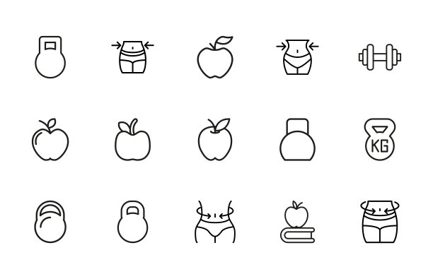 一大套健康系列图标。图片下载