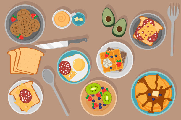 早餐。用餐时间。图片下载