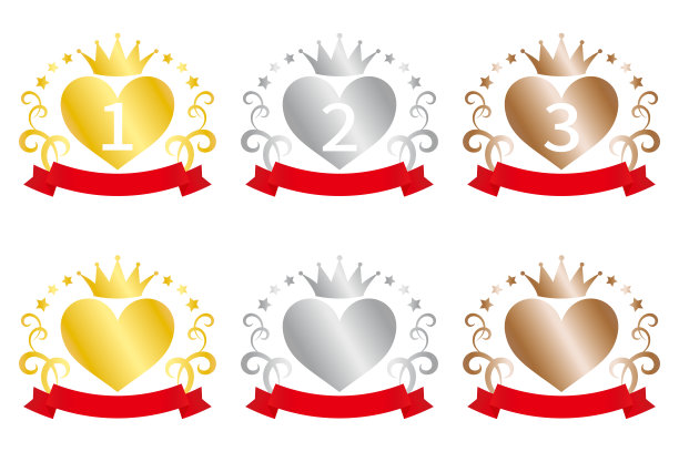 一组心形的排名图标图片下载