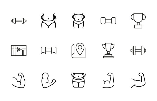 描线图标的生活方式。图片下载