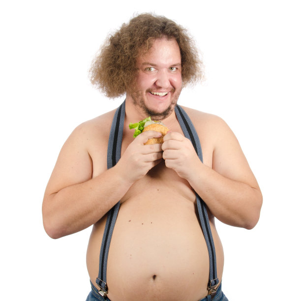 正在节食的滑稽胖男人图片下载