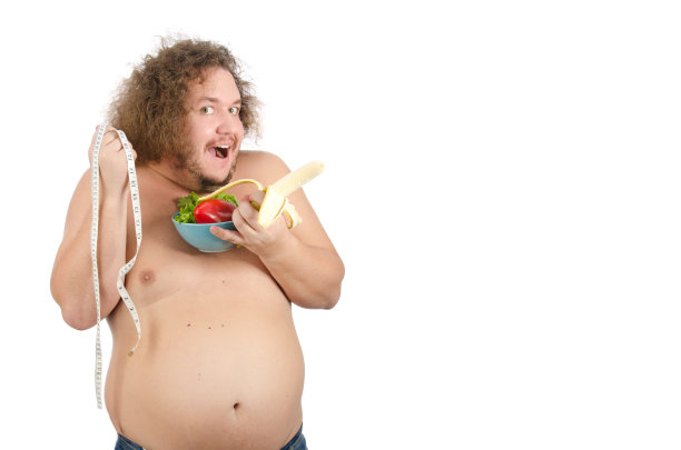 正在节食的滑稽胖男人图片下载
