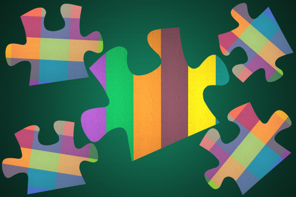 设计多种颜色的木制拼图图片下载