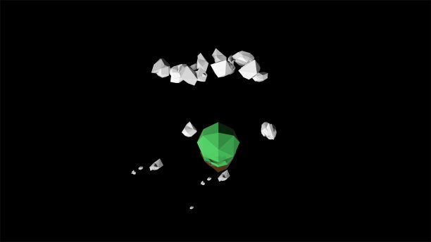 3 d渲染。云中飞翔的岛屿，在蓝色的背景下，绿色的树下有漂亮的房子。图片下载