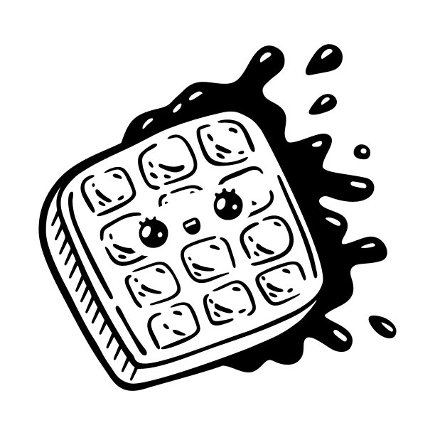 香脆巧克力味华夫饼卡通涂鸦插画图片下载