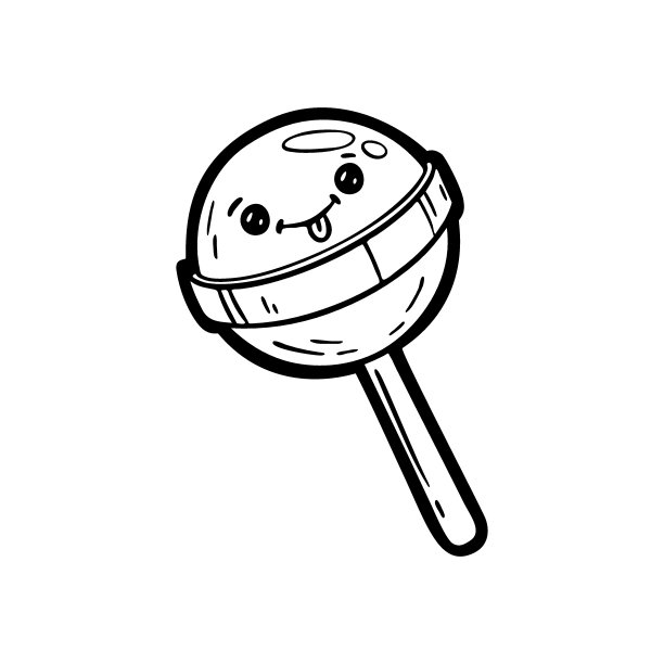 卡通风格棒棒糖涂鸦表情符号矢量插画图片下载