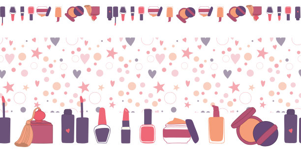 化妆品商店、网站和宣传单背景的无缝图案。扁平矢量图片下载