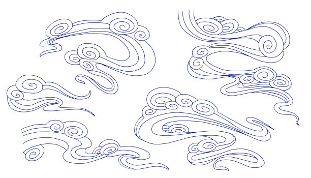 中国彩云装饰，线条艺术图片下载