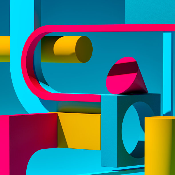 五彩缤纷的抽象人物展示。空的空间。副本的空间。抽象模式。3d渲染图片下载