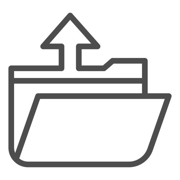 文件夹提取行图标。打开文件文件存储与上箭头符号，轮廓风格象形图在白色背景。商业标志的移动概念和网页设计。矢量图形。图片下载