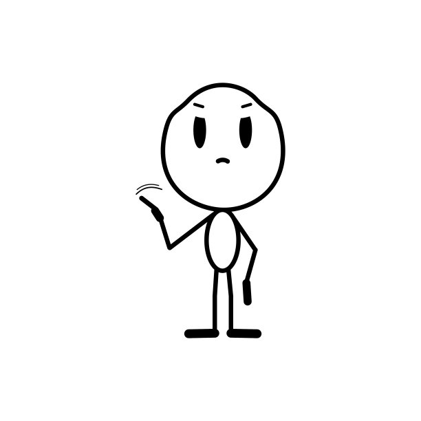 男人会用手指说不。卡通人物禁止或不同意某事。白色背景上的矢量线插图。图片下载