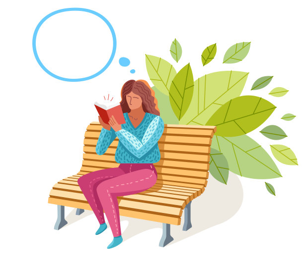 年轻女子读一本书矢潮流平插图孤立上白，知识学习教育，自我教育，小说文学。图片下载