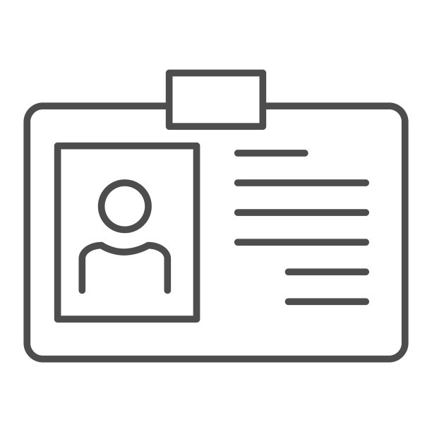 人身份证细线图标。通行证和付款标志，白色背景上的轮廓式象形图。商业标志的移动概念和网页设计。矢量图形。图片下载