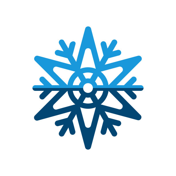 假日雪花图标矢量设计，白色雪花矢量与蓝色背景。图片下载