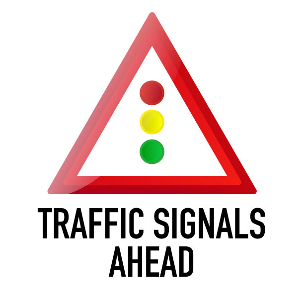 交通信号，交通信号灯，信息和警告通知和警告现实的国际道路交通街道标志，矢量插图孤立在白色背景学习，教育，驾驶课程，许可证，图标。从集合图片下载