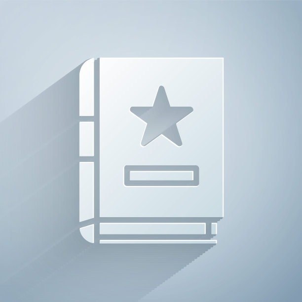 剪纸古老的魔法书与炼金术配方和神秘的咒语和结界图标孤立在灰色的背景。纸艺术风格。矢量图图片下载