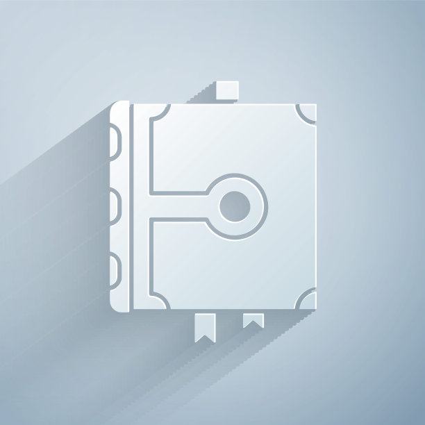 剪纸古老的魔法书与炼金术配方和神秘的咒语和结界图标孤立在灰色的背景。纸艺术风格。矢量图图片下载