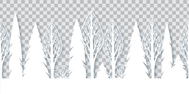 剪纸风格的无缝装饰。森林轮廓模式。向量图片下载