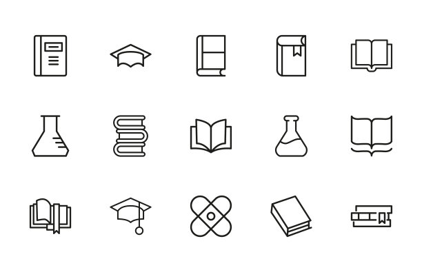 科学描边线条图标集图片下载