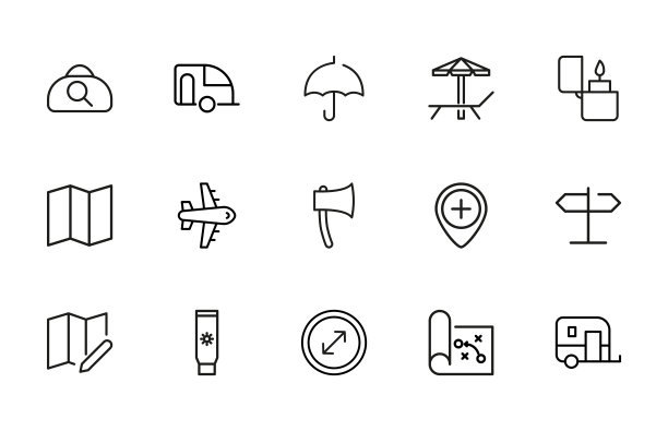 大系列的旅游线路图标。图片下载