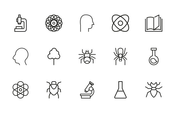 生物学描边线条图标合集图片下载