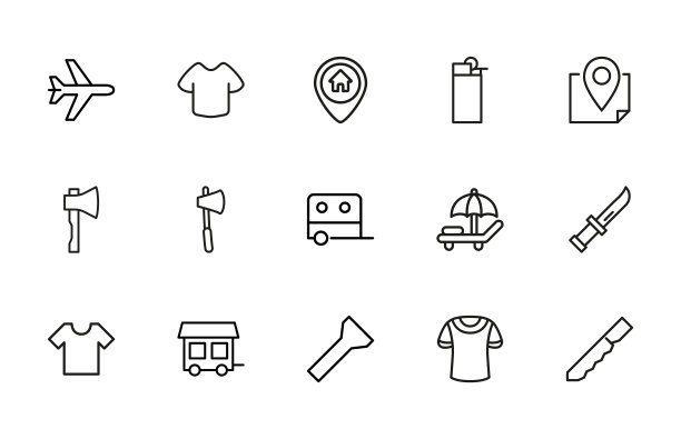 大系列的旅游线路图标。图片下载