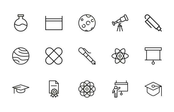 大学现代细线简约图标集图片下载
