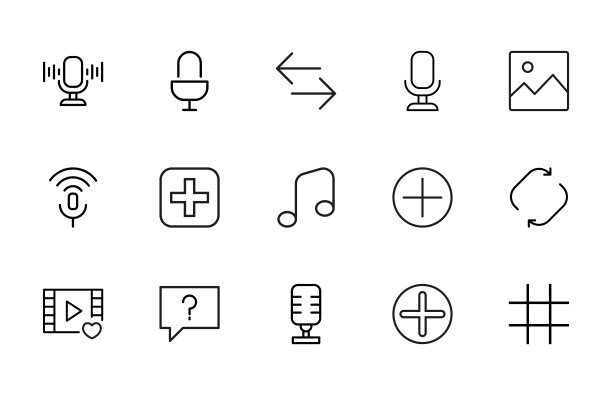 一组大的标志线图标。图片下载