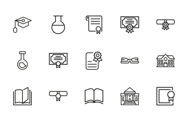 学院笔画线条图标集图片下载