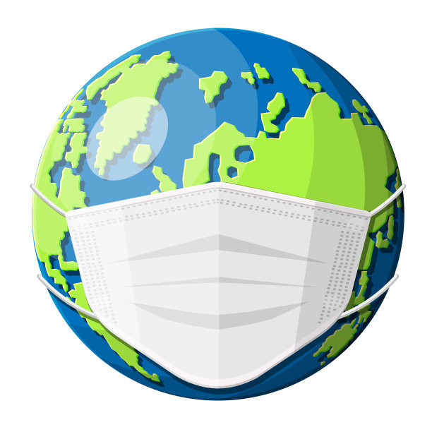 带着医用口罩的地球图片下载