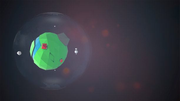 3 d渲染。这张照片说明了重力的物理作用。卡通行星在阿尔法通道的湍流中摇晃。图片下载