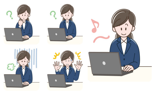 一个穿着西装的女人操作PC_Vector插图集图片下载