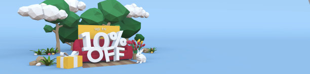 百分之十的非复活节销售3D横幅与拷贝空间。图片下载