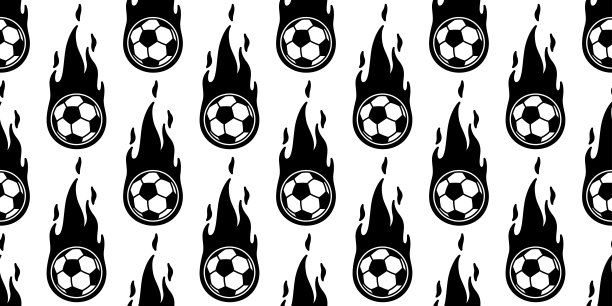 足球足球火无缝图案矢量运动卡通围巾孤立重复壁纸瓷砖背景插图涂鸦设计图片下载