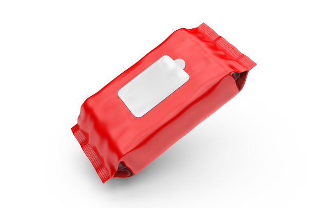 空白湿纸巾包装的品牌，3d渲染插图。图片下载